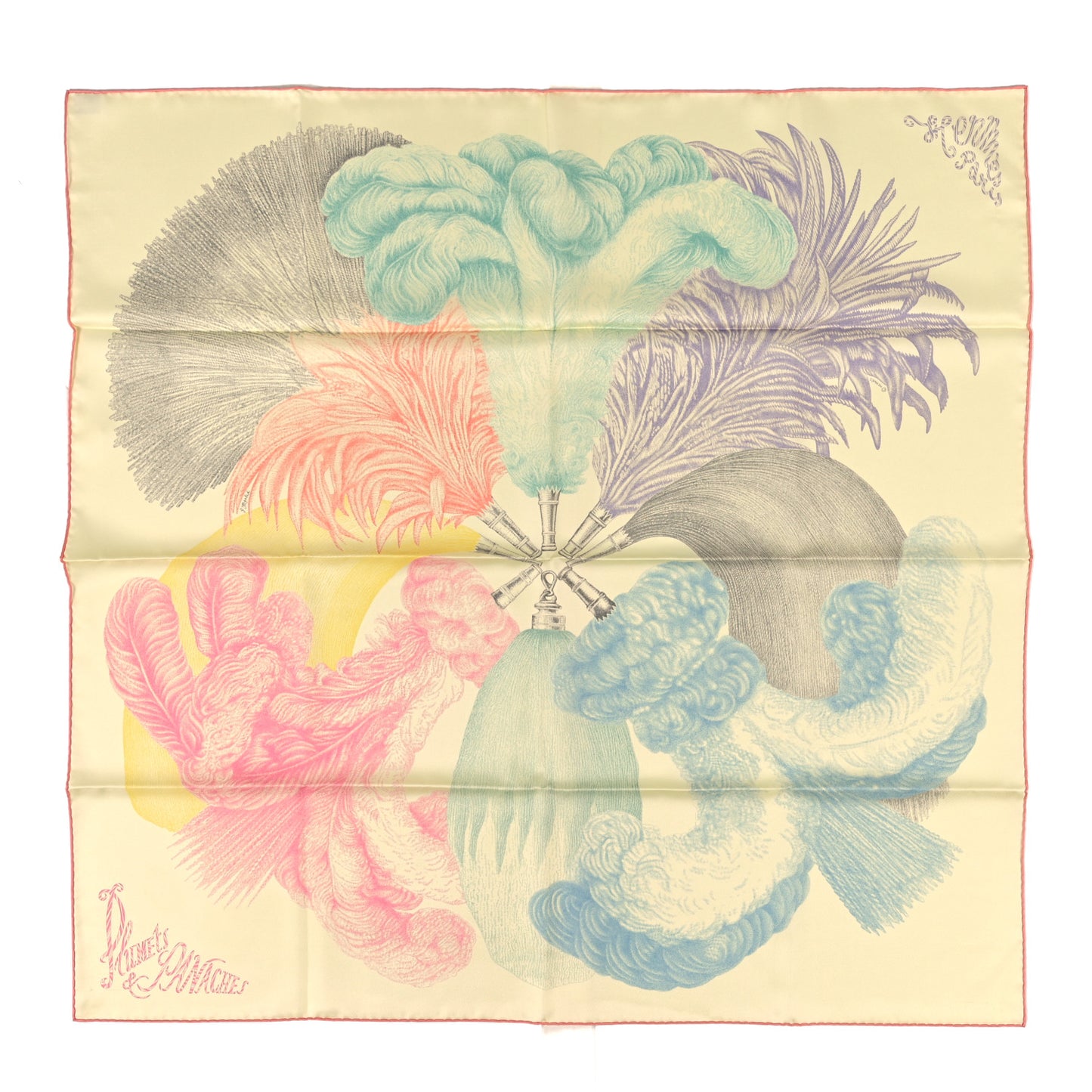 Silk Twill Plumets Et Panaches Scarf 90