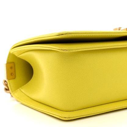 Chanel Caviar Chevron Quilted Medium Boy Flap Yellow 9 of 10