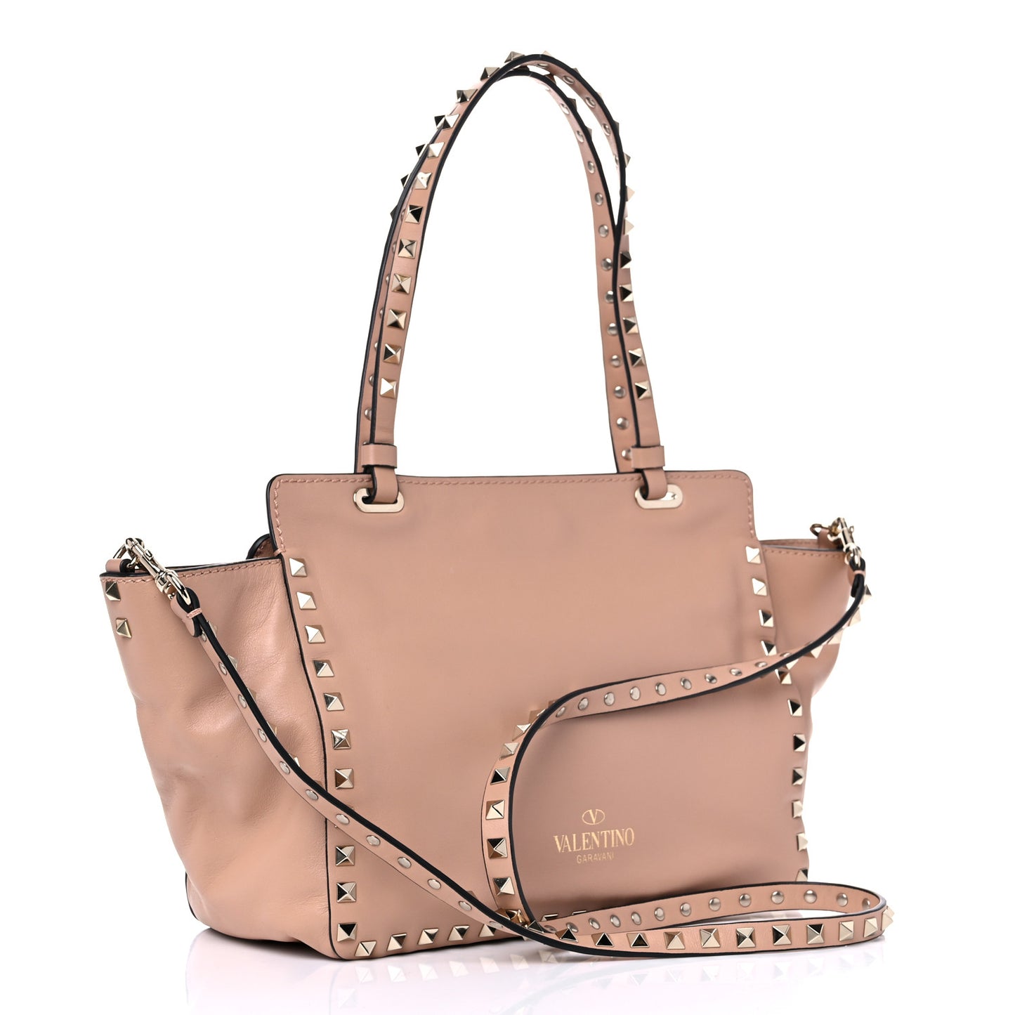 Vitello Small Rockstud Tote Skin Sorbet