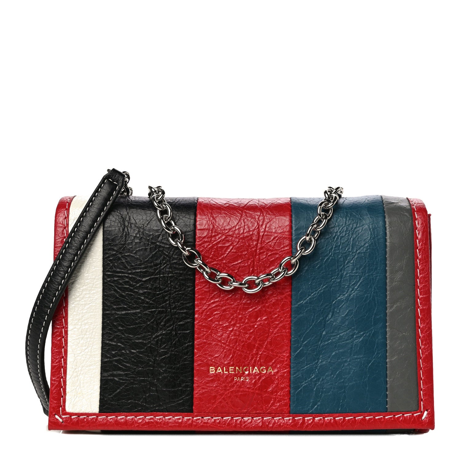 Balenciaga Agneau Arena Multicolore Bazar Chain Shoulder Bag Grey White Black Red Blue 1 of 9