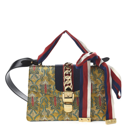 Gucci Iridescent Brocade Small Sylvie Shoulder Bag Gold 1 of 10