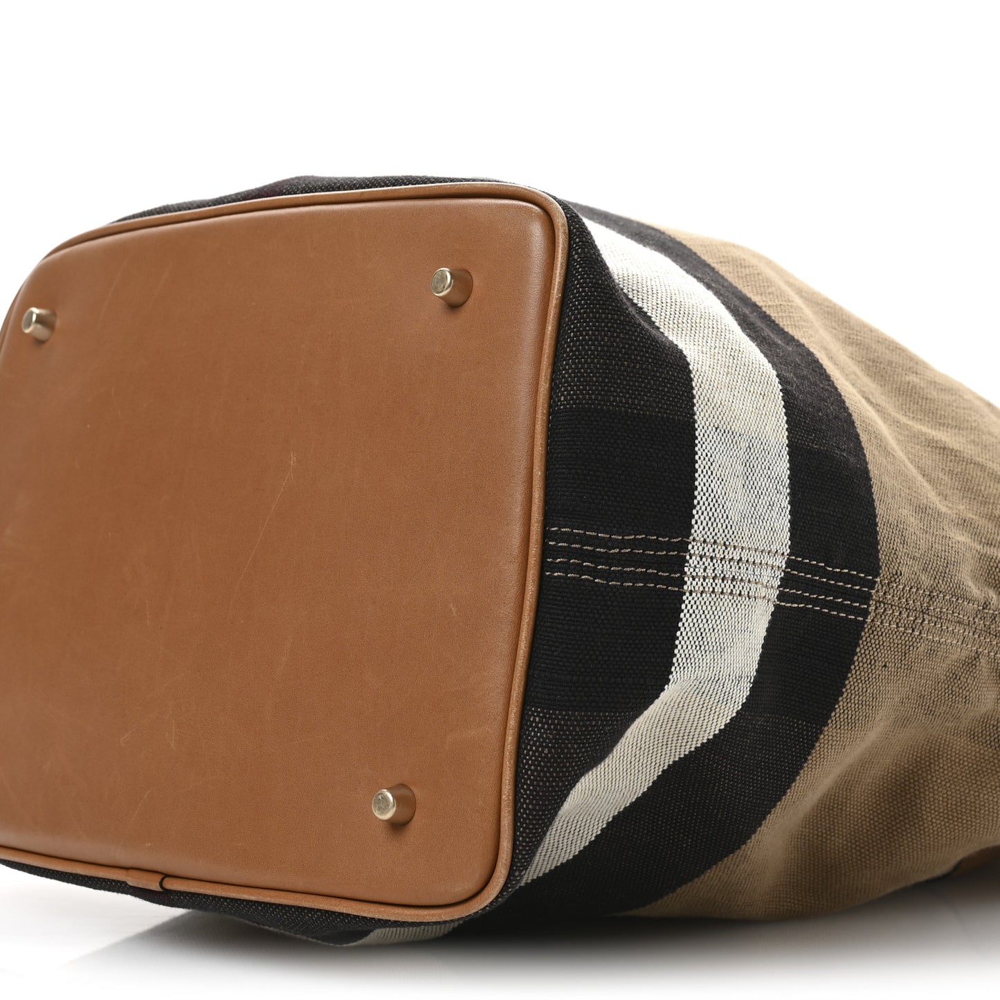 Grainy Calfskin Canvas Mega Check Medium Ashby Tassel Hobo Saddle Brown