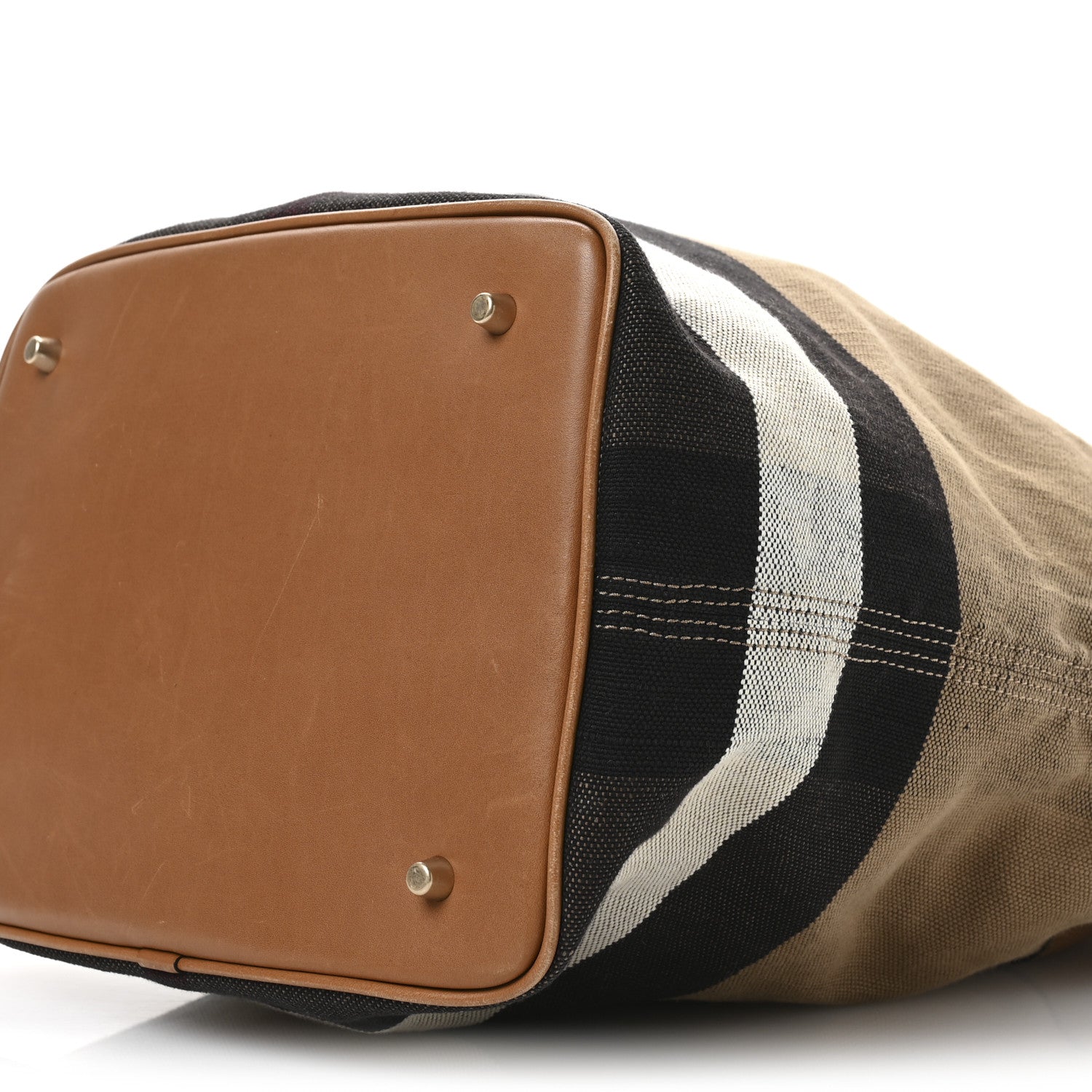 Burberry Grainy Calfskin Canvas Mega Check Medium Ashby Tassel Hobo Saddle Brown 11 of 14