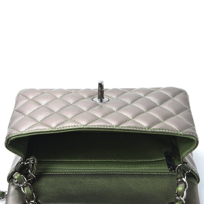Chanel Iridescent Lambskin Quilted Mini Rectangular Flap Green 4 of 9