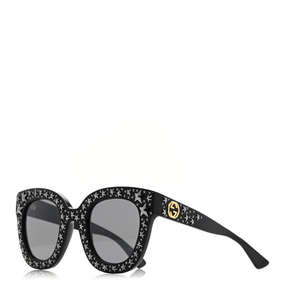 Gucci Acetate Stars Cat Eye Sunglasses GG0116S Black 1 of 9