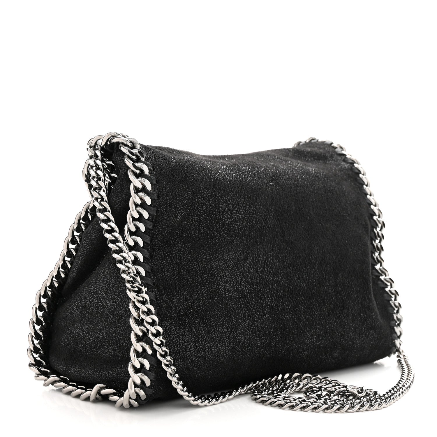 Stella McCartney X ED CURTIS Shaggy Deer Logo Embroidered Mini Falabella Fold Over Tote Black 3 of 10