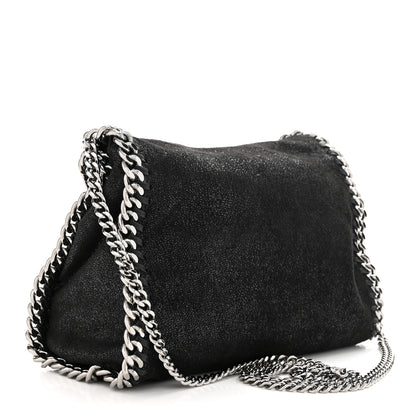Stella McCartney X ED CURTIS Shaggy Deer Logo Embroidered Mini Falabella Fold Over Tote Black 3 of 10