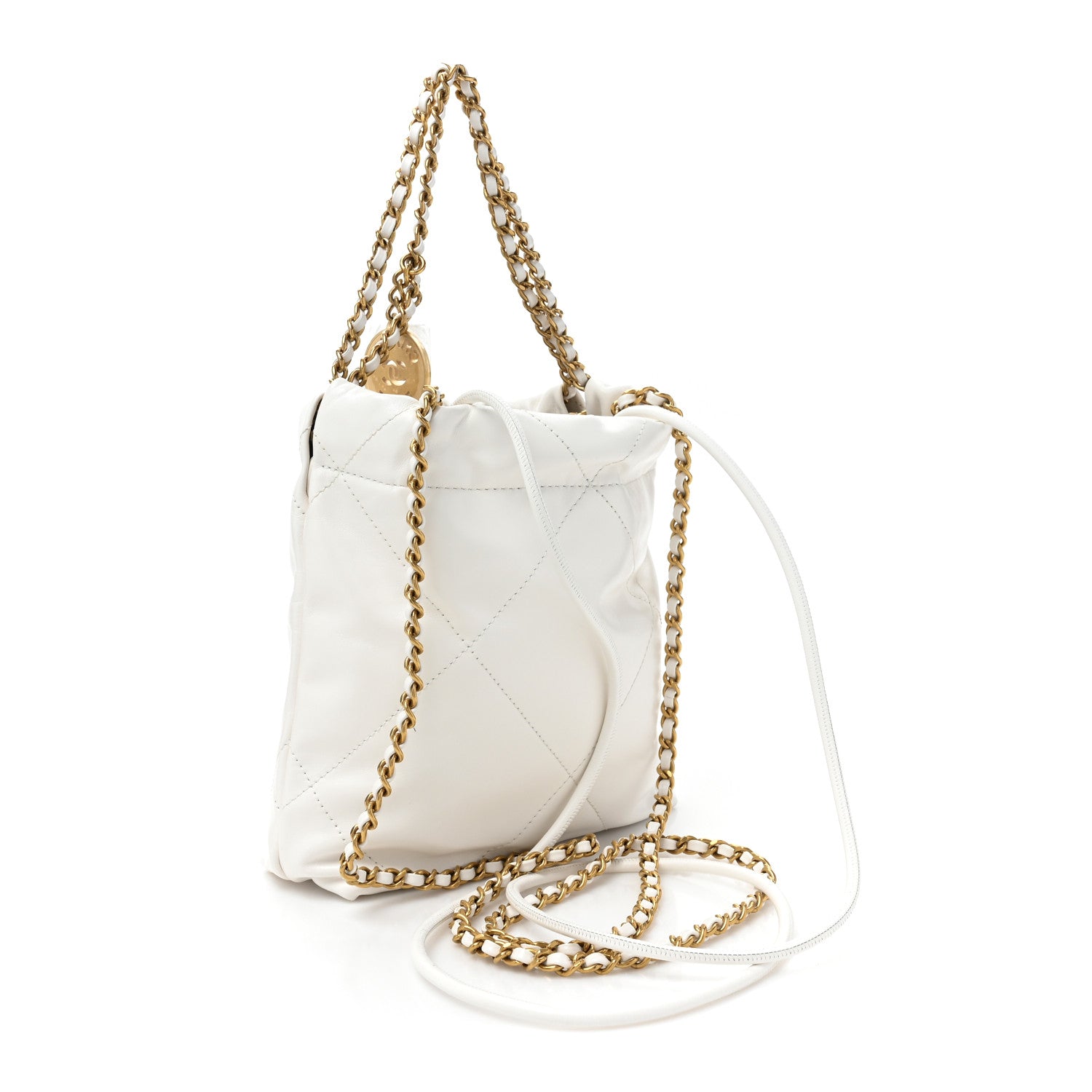 Chanel Shiny Calfskin Quilted Mini Chanel 22 White 3 of 9