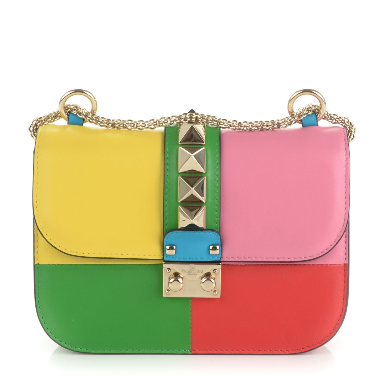 Vitello Small Glam Lock Rockstud Flap Multicolor