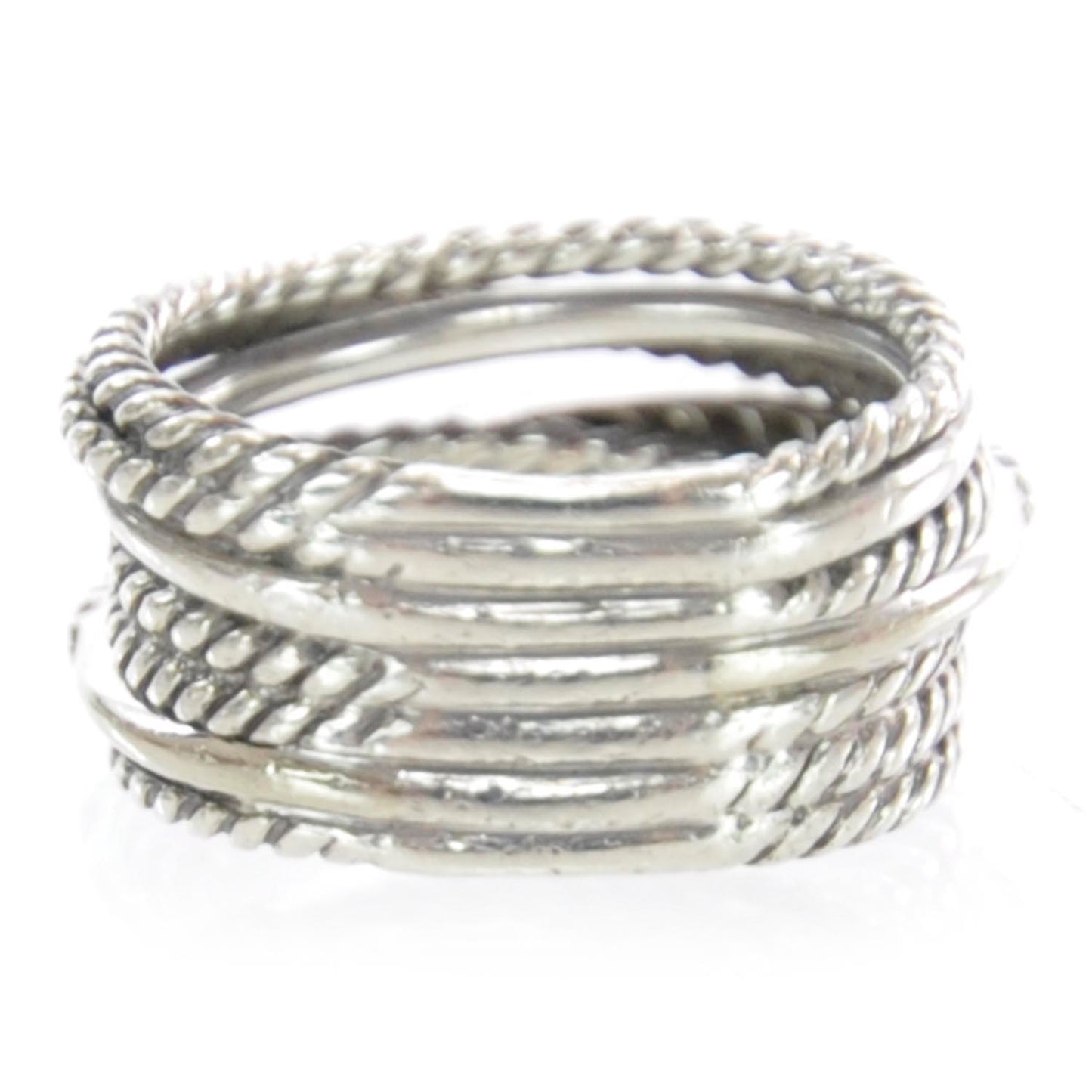 Sterling Silver 14k Gold Diamond Multi Cable Wrap Ring 7