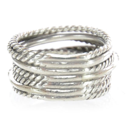 David Yurman Sterling Silver 14k Gold Diamond Multi Cable Wrap Ring 7 4 of 5