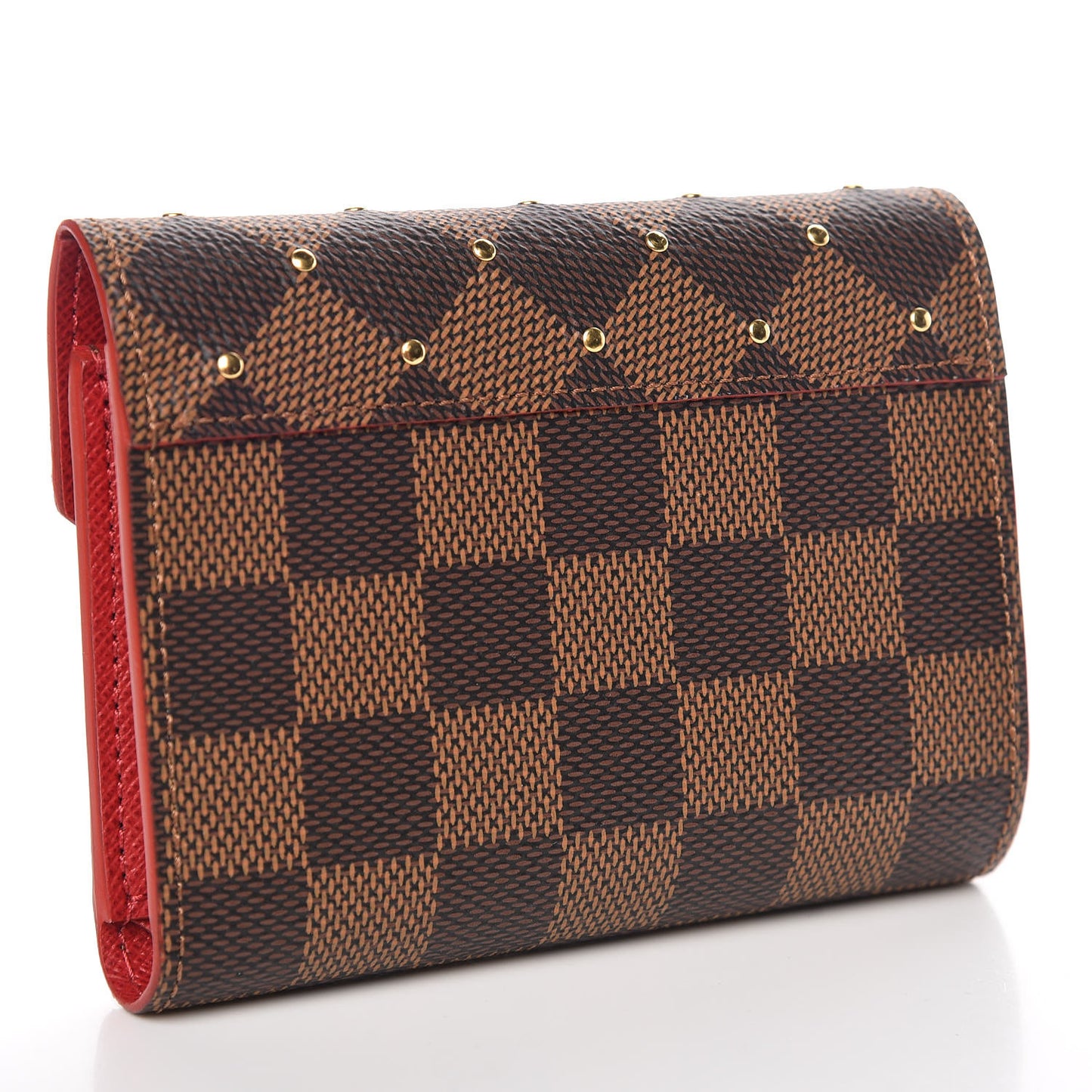 Damier Ebene Studded Victorine Wallet Cherry