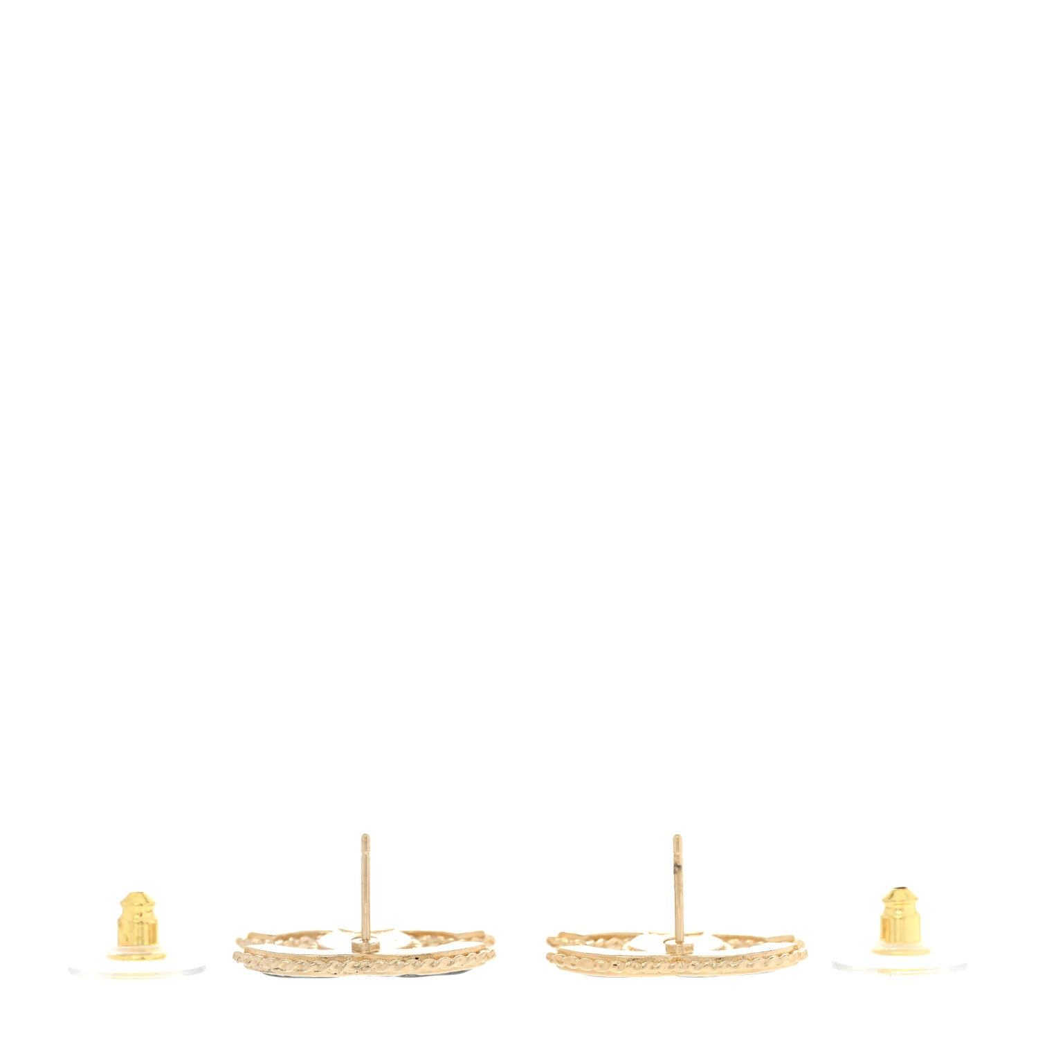 Chanel Enamel Metal Rope CC Earrings Black Gold 3 of 5