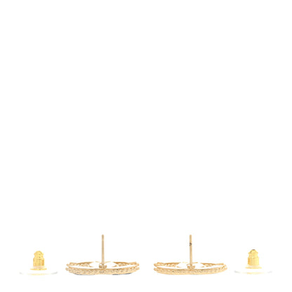 Chanel Enamel Metal Rope CC Earrings Black Gold 3 of 5