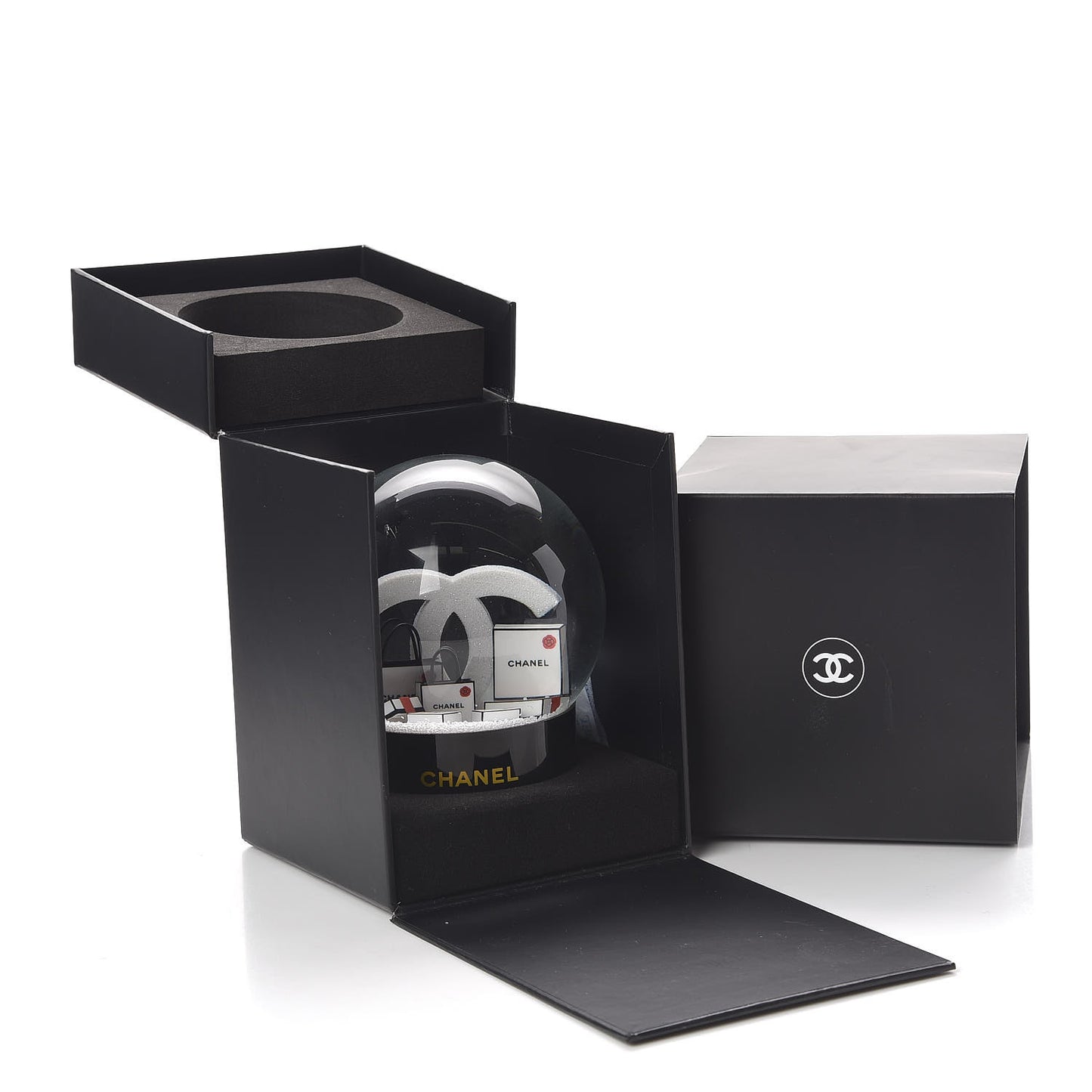 Glass CC Shopping Bag Snow Globe