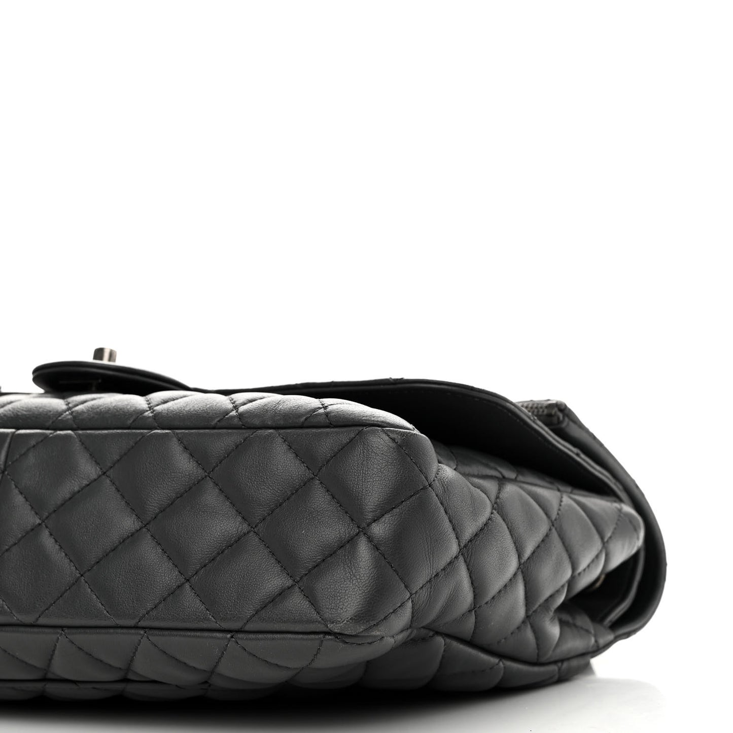 Lambskin Quilted Jumbo Multi Flap Bag Dark Grey