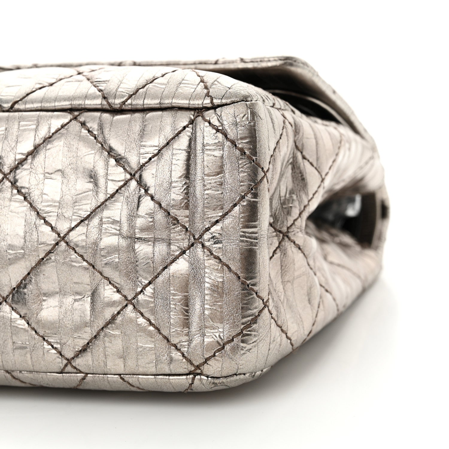 Chanel Metallic Calfskin Striped 2.55 Reissue 226 Flap Dark Silver 10 of 13