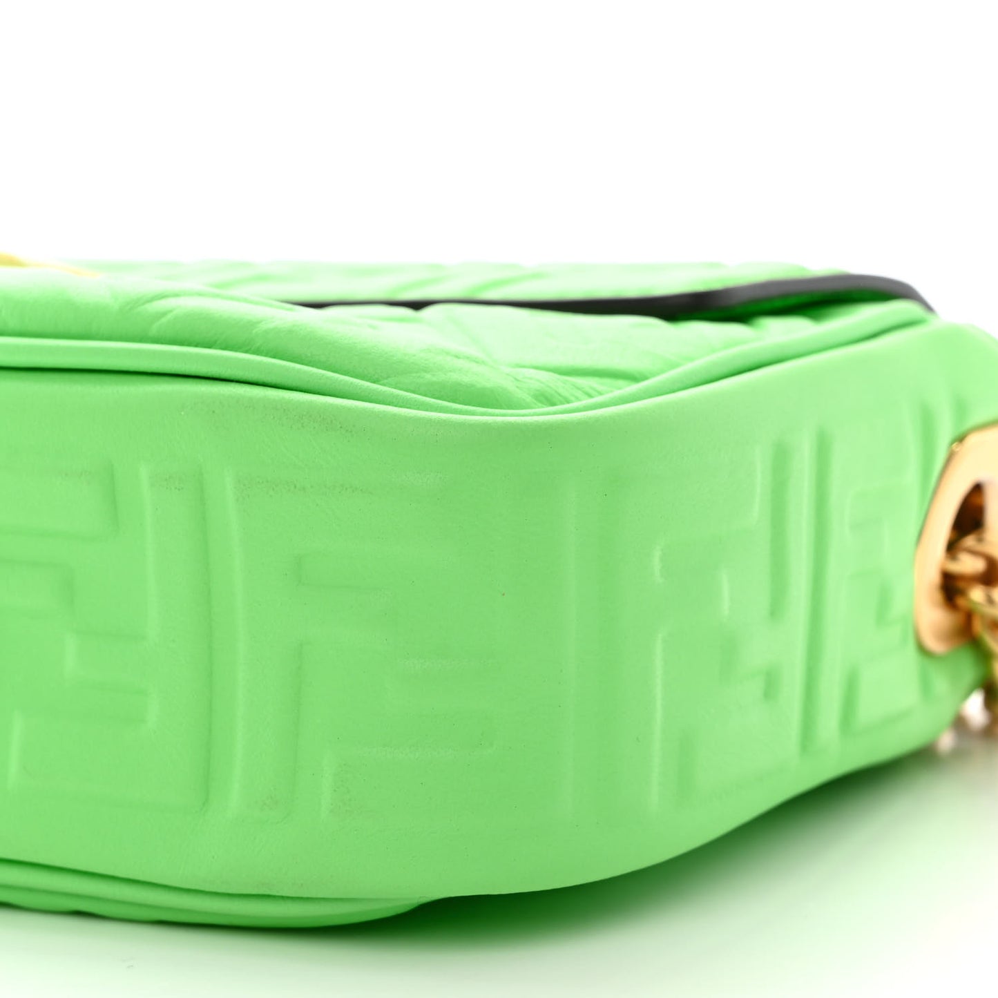 Nappa Small FF Embossed Midi Chain Baguette Edamame