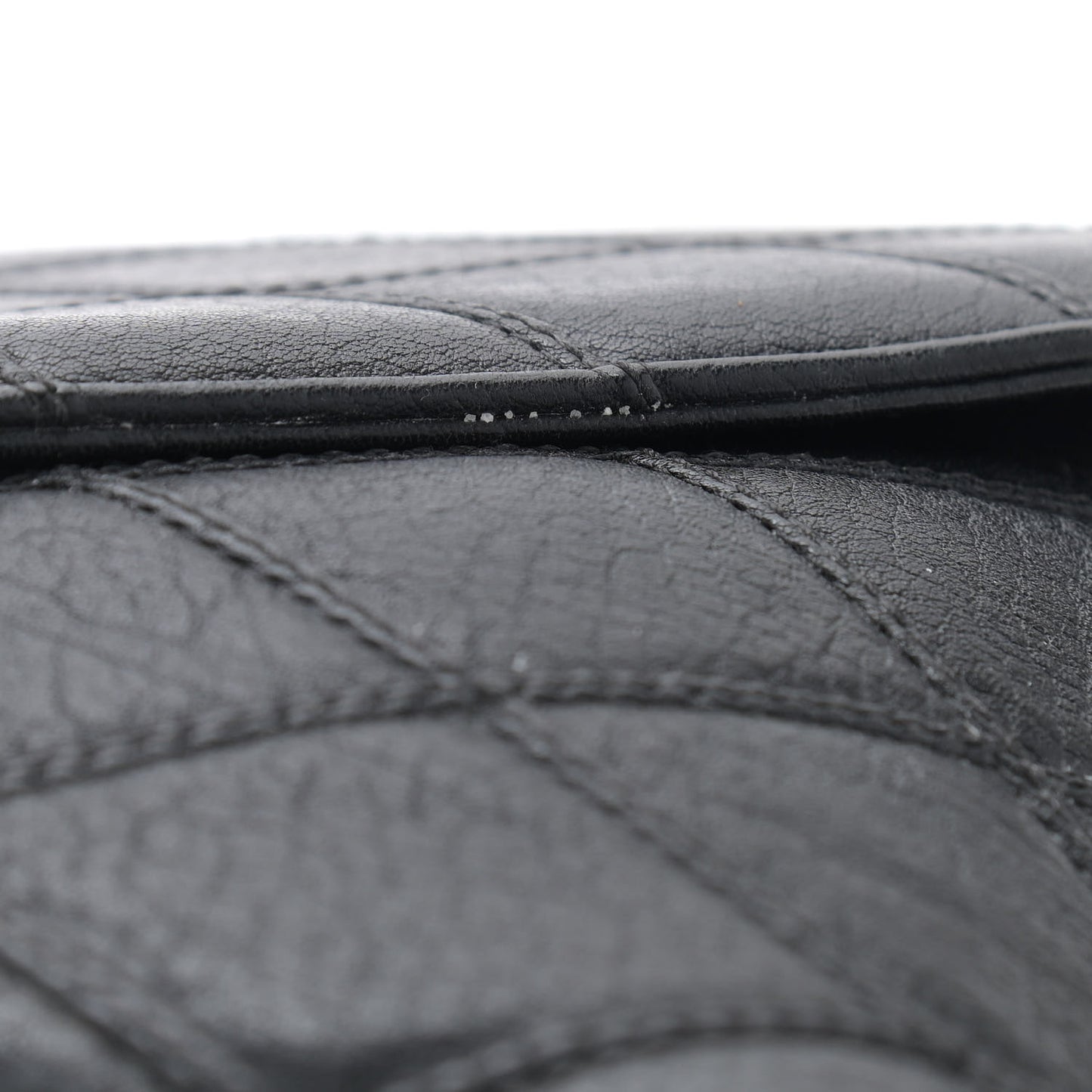 Calfskin Diamond Quilted Monogram Large College Bag Black