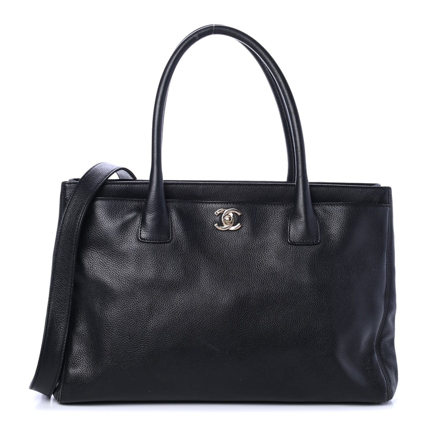 Calfskin Cerf Executive Shopper Tote Black
