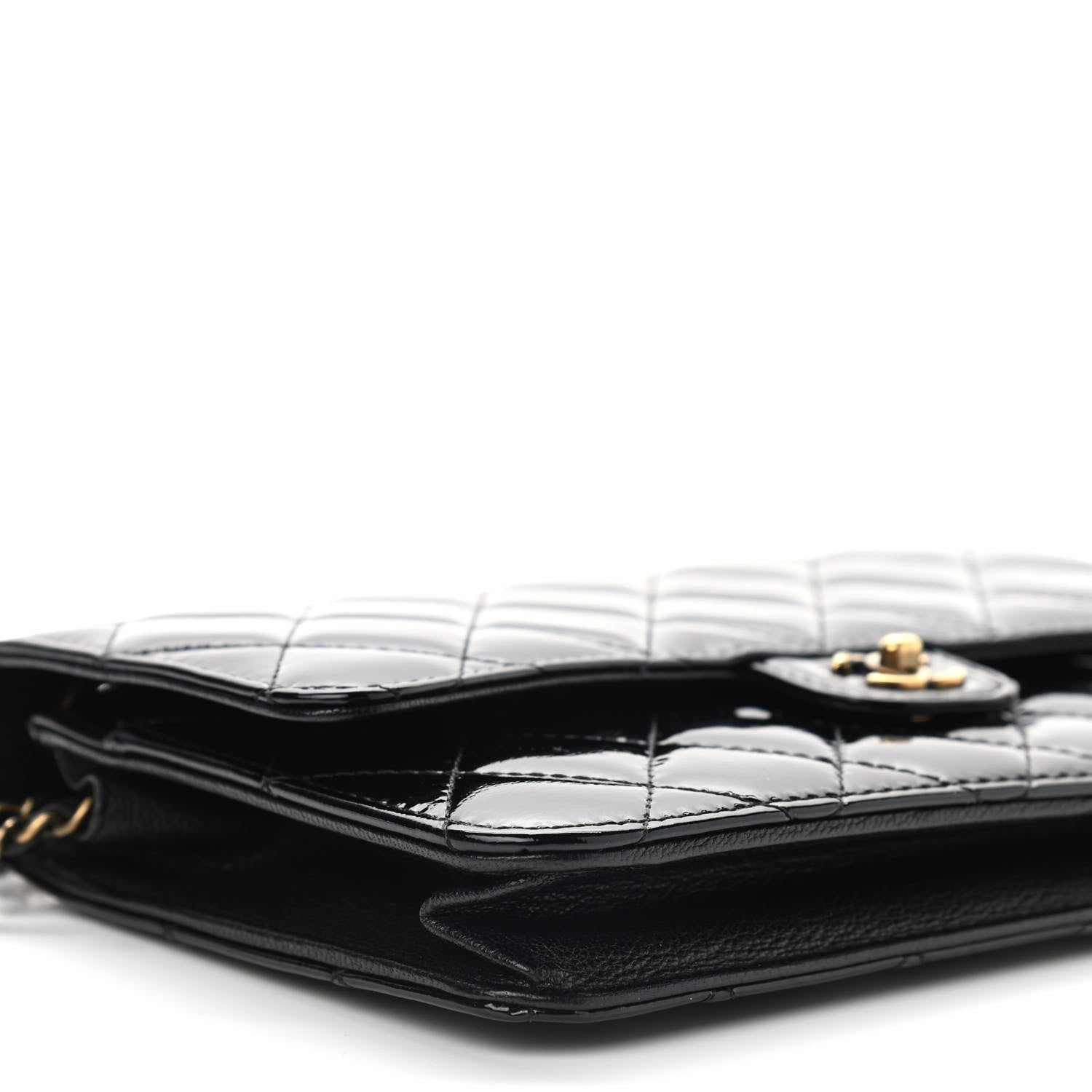 Chanel Patent Quilted Wallet On Chain WOC Black 9 of 10