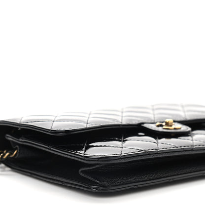 Chanel Patent Quilted Wallet On Chain WOC Black 9 of 10