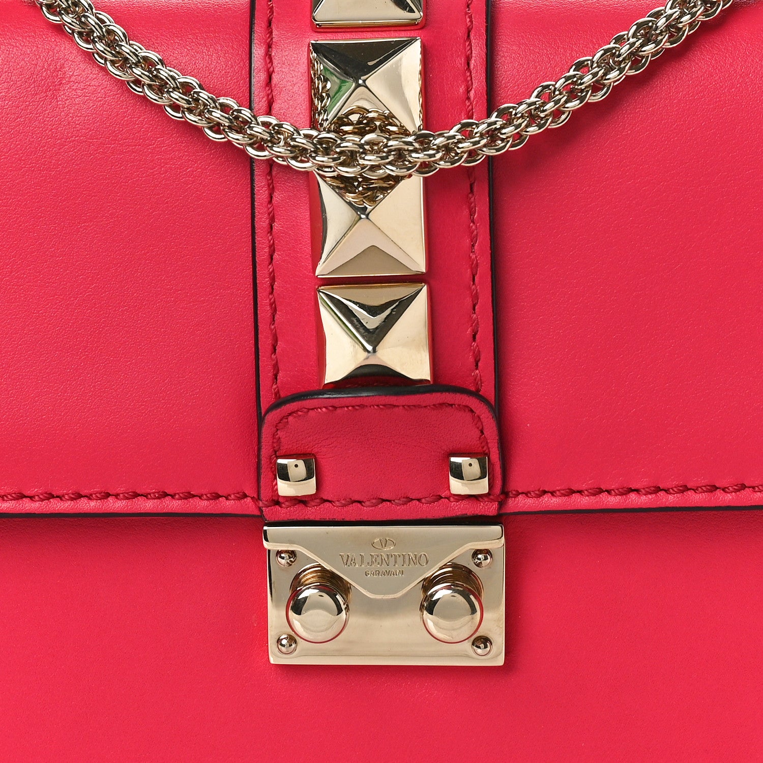 Valentino Garavani Vitello Small Glam Lock Rockstud Flap Deep Fuxia 7 of 9