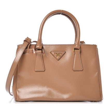 Prada Saffiano Vernice Mini Galleria Double Zip Tote Noisette 1 of 20
