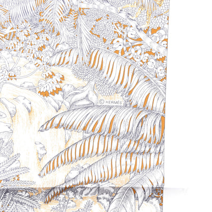 Hermes Silk Faubourg Tropical Scarf 90 Sepia White Caramel 4 of 6