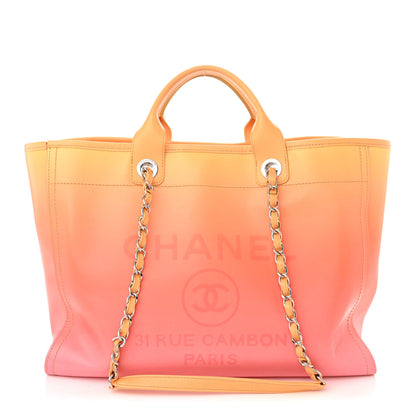 Chanel Shaded Calfskin Medium Deauville Tote Orange Coral Pink 1 of 17