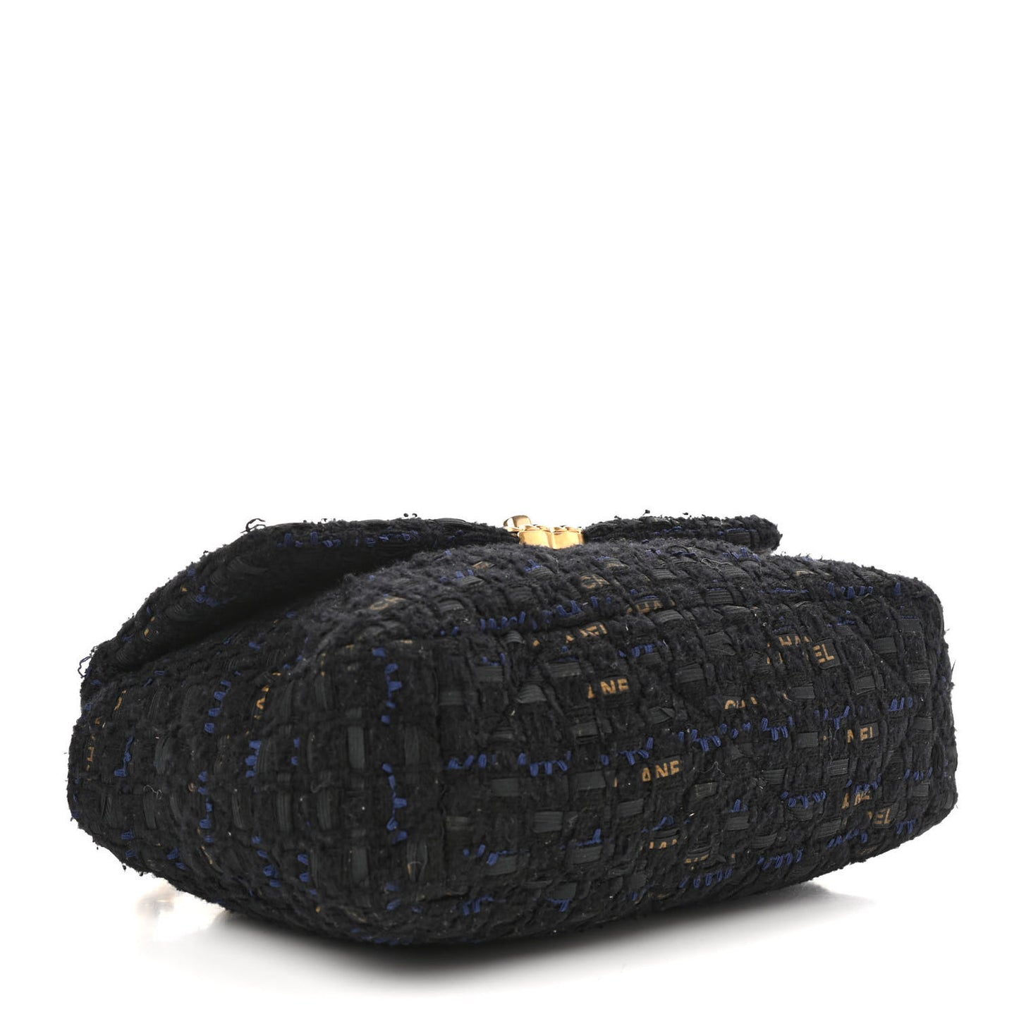 Tweed Quilted Large Chanel 19 Flap Black Navy Gold