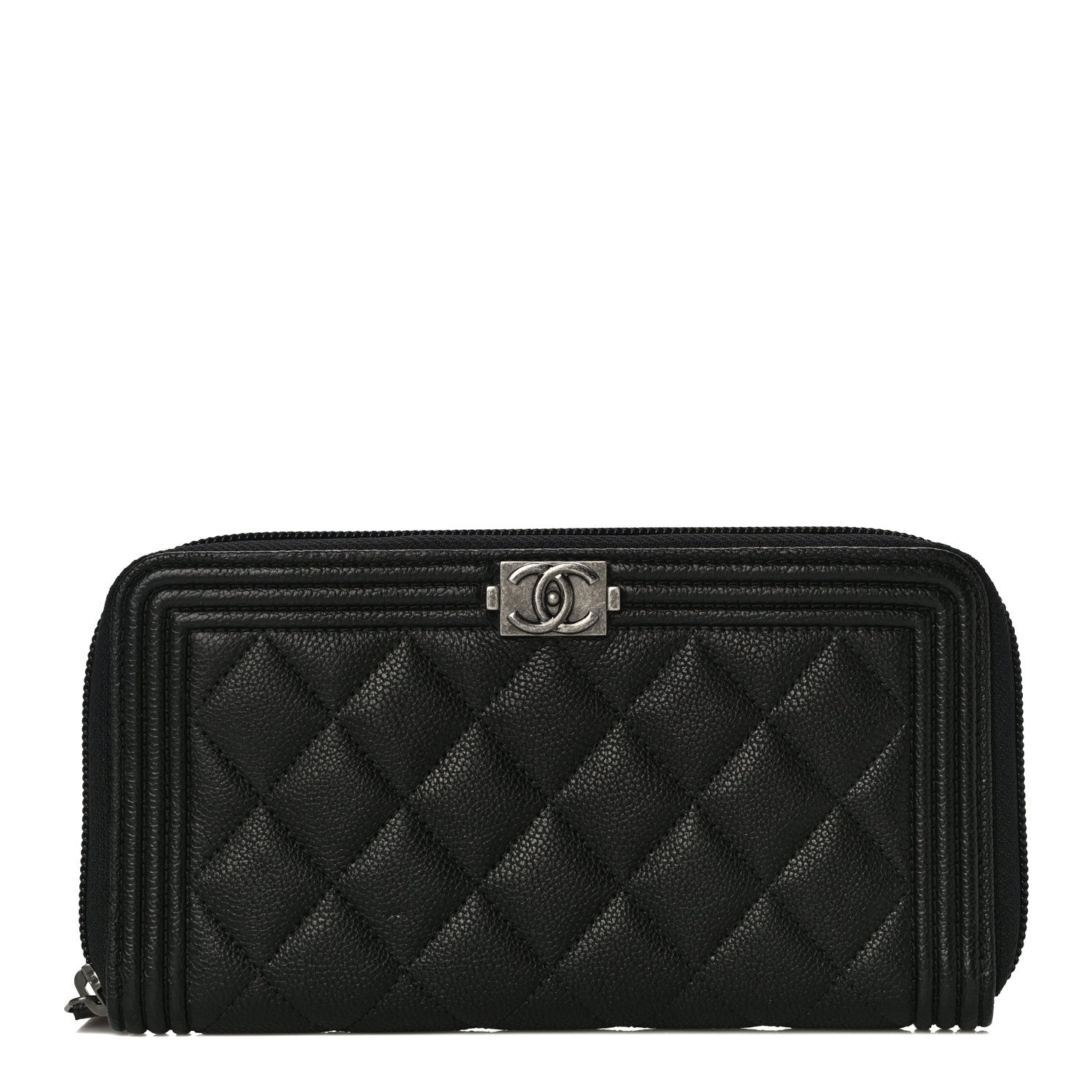 Chanel Caviar Quilted Boy Long Zip Around Wallet Black 1 of 11
