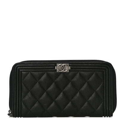 Chanel Caviar Quilted Boy Long Zip Around Wallet Black 1 of 11