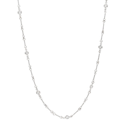 Roberto Coin 18K White Gold Diamond By the Inch Seven Station Dog Bone Necklace 1 of 5