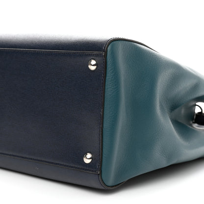 Fendi Vitello Elite Colorblock Regular 2Jours Tote Lavagna Lago Oceano 10 of 12