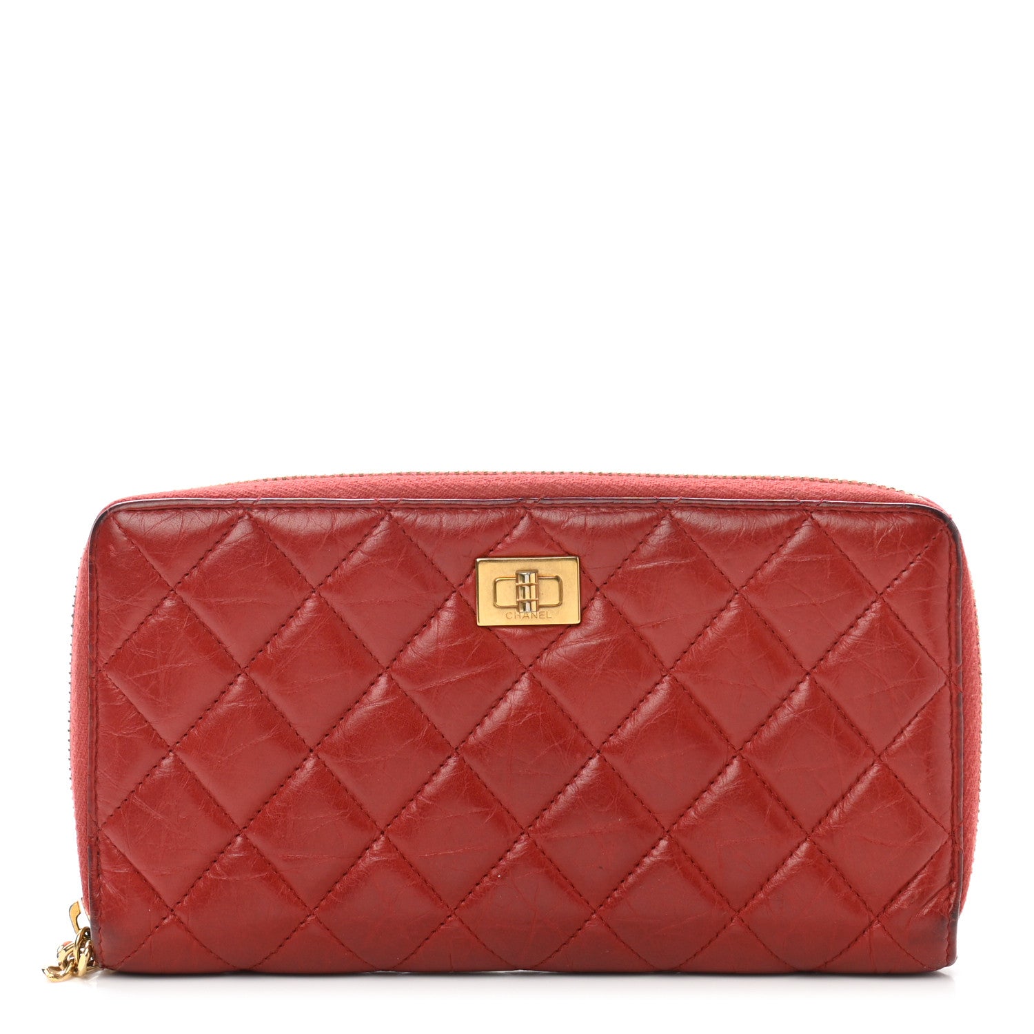 Chanel Calfskin Quilted Reissue Zip Around Wallet Red 1 of 10