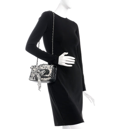 Chanel Silk Lambskin Coco Mademoiselle Scarf Flap Bag White Black 2 of 13