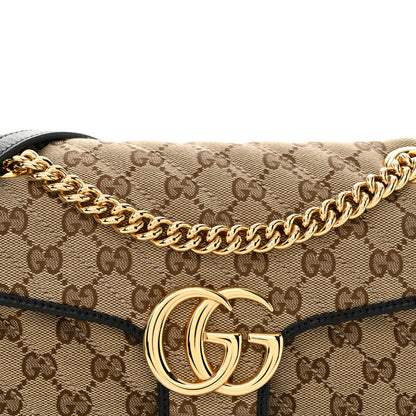 Gucci Monogram Matelasse Diagonal Small GG Marmont Shoulder Bag Beige Black 8 of 10