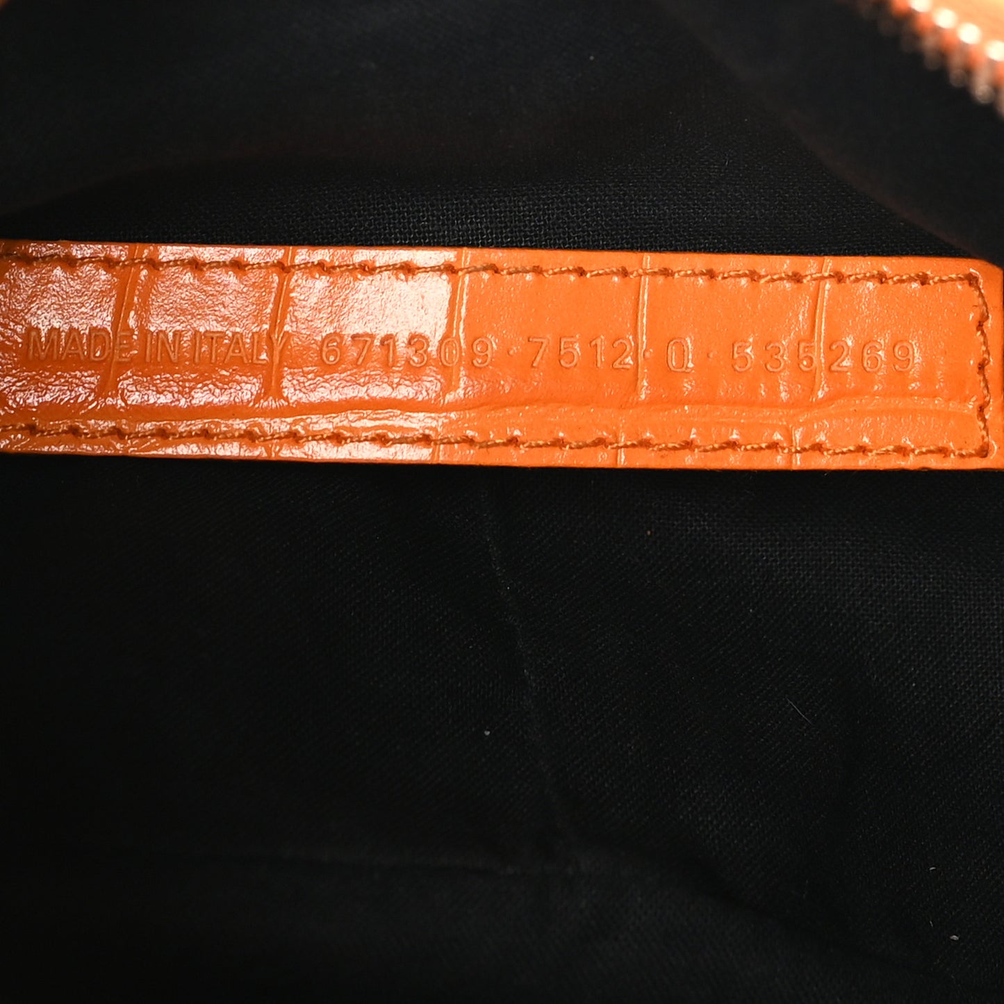 Extra Supple Calfskin Crocodile Embossed Le Cagole Shoulder Bag XS Pop Orange