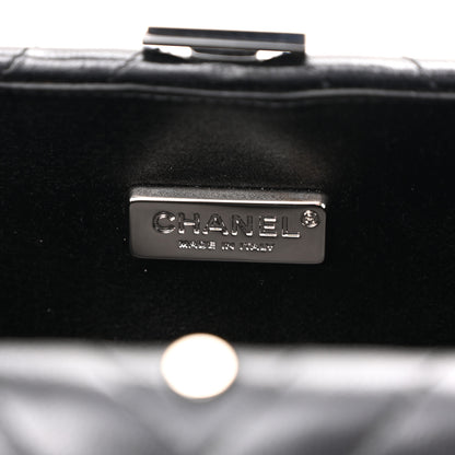 Chanel Lambskin Chevron Quilted CC Fringe Clutch Black 6 of 11