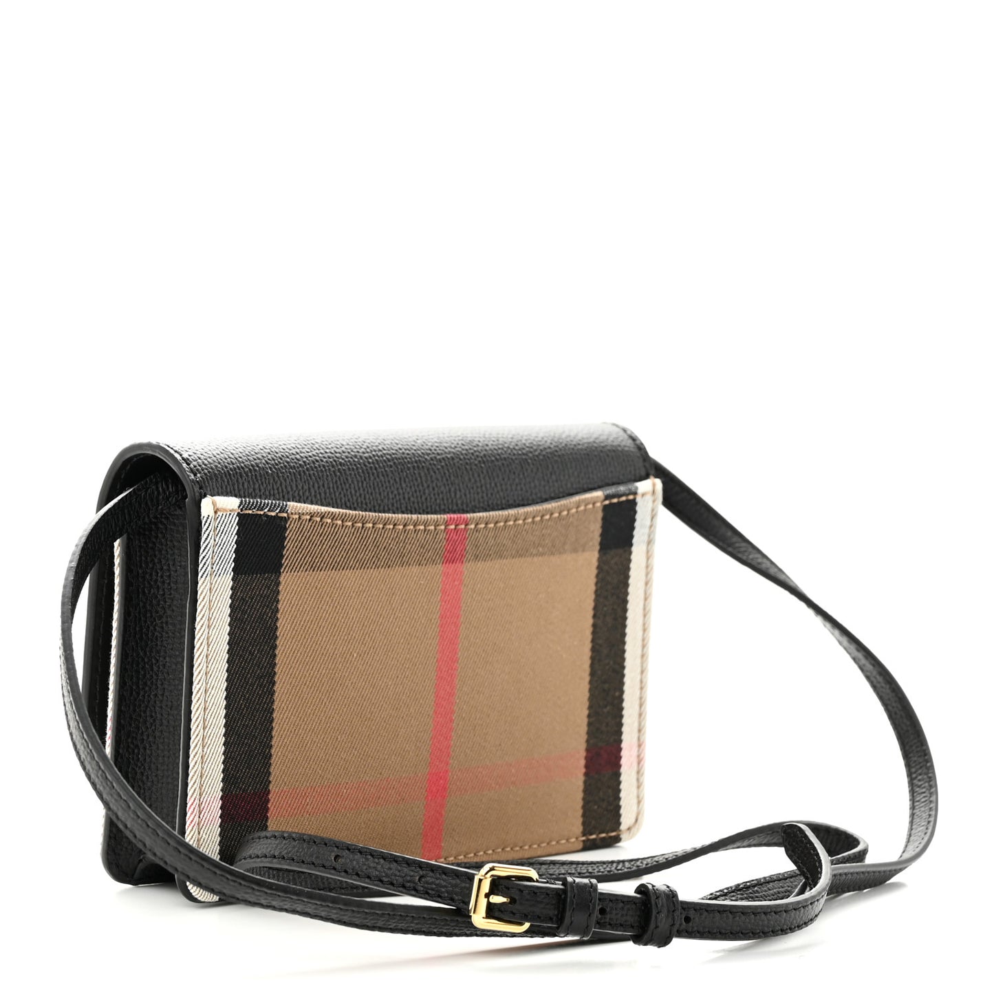Grained Calfskin House Check Tartan Mix Hampshire Wallet On Chain Black