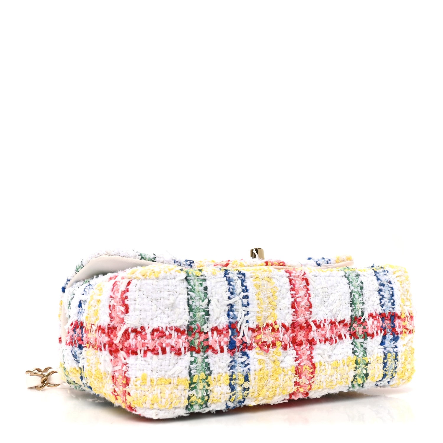 Chanel Tweed Quilted Mini Rectangular Flap White Red Yellow Blue Green 4 of 10