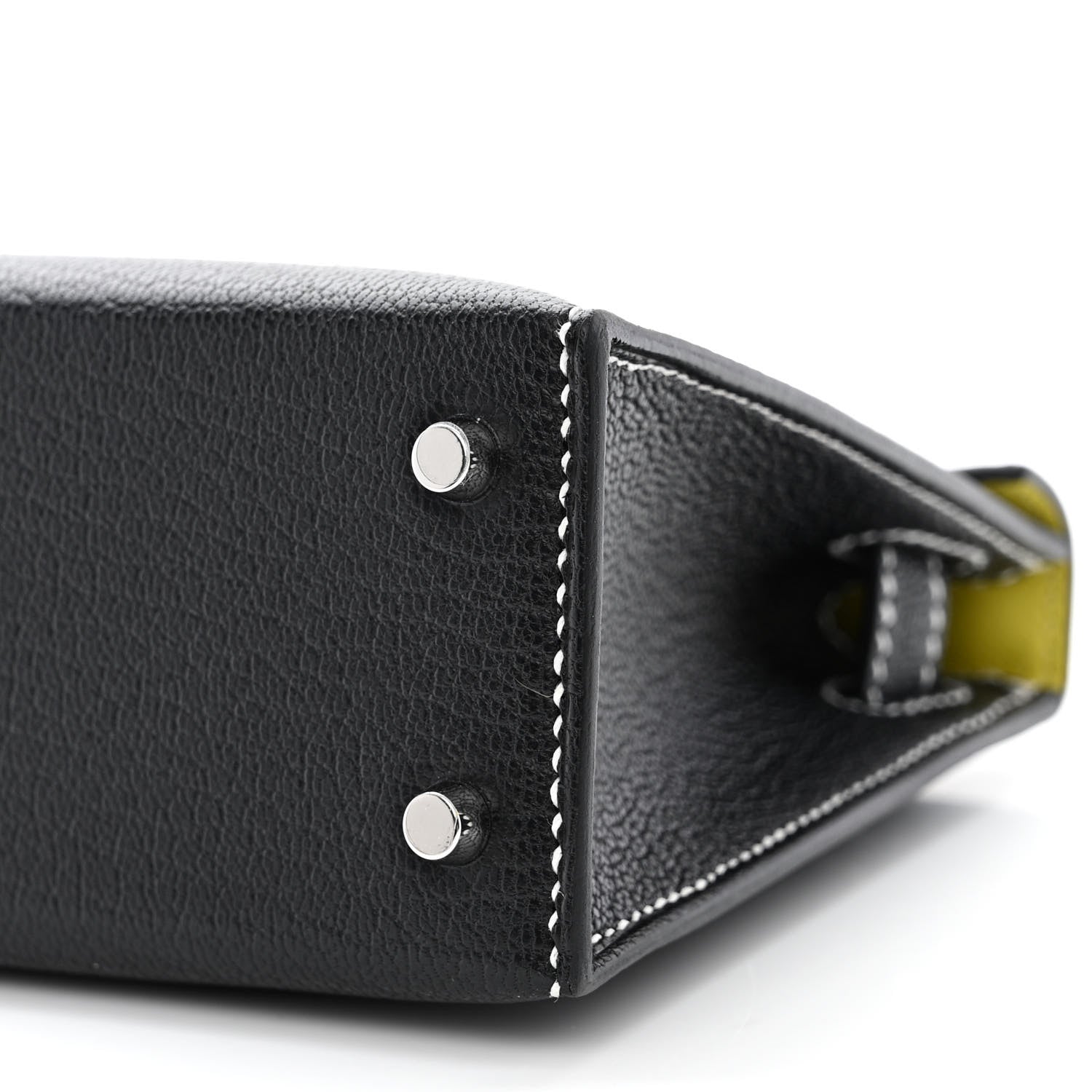 Hermes Chevre Mysore Horseshoe Mini Kelly Sellier 20 Black Lime 10 of 11