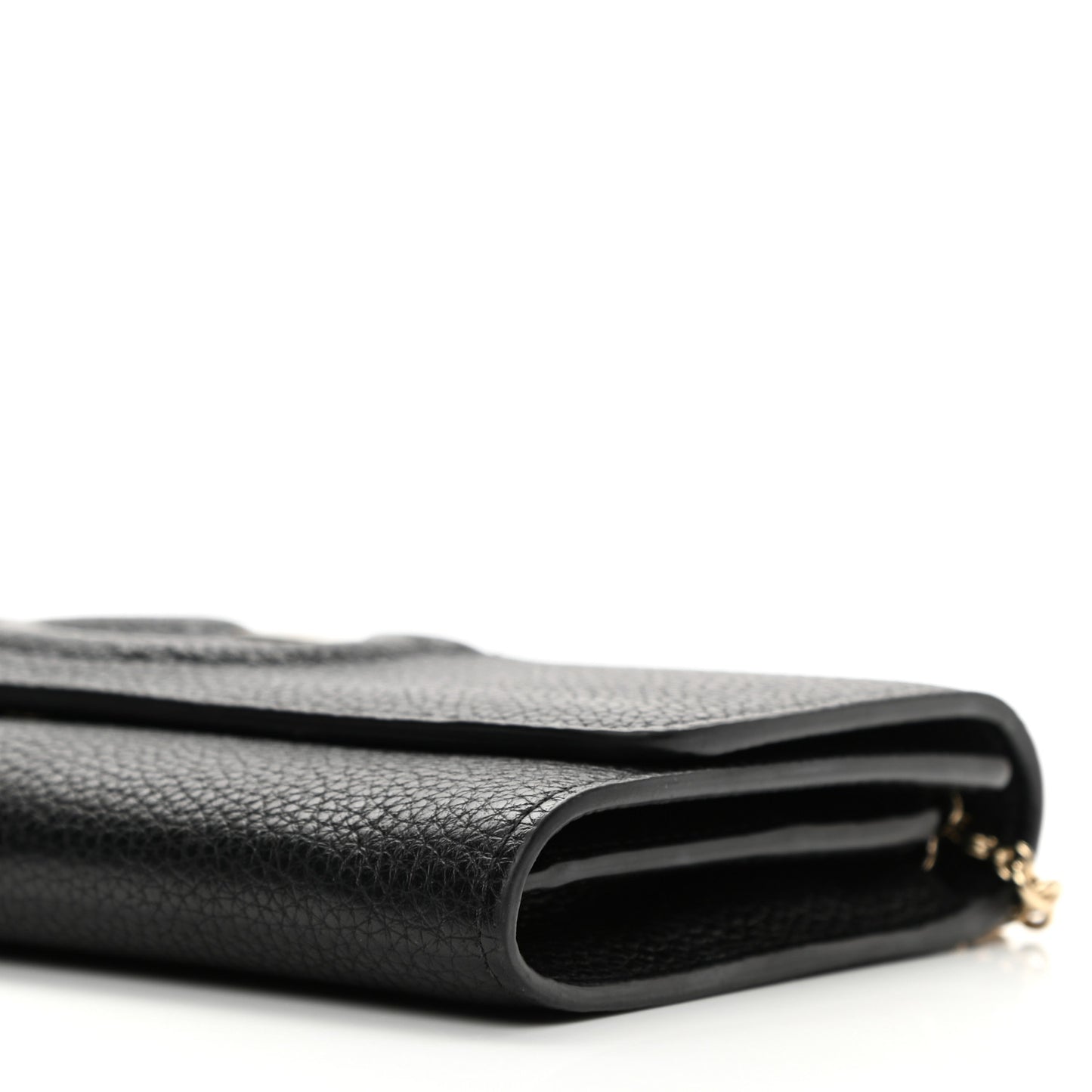Calfskin City Wallet On Chain Black