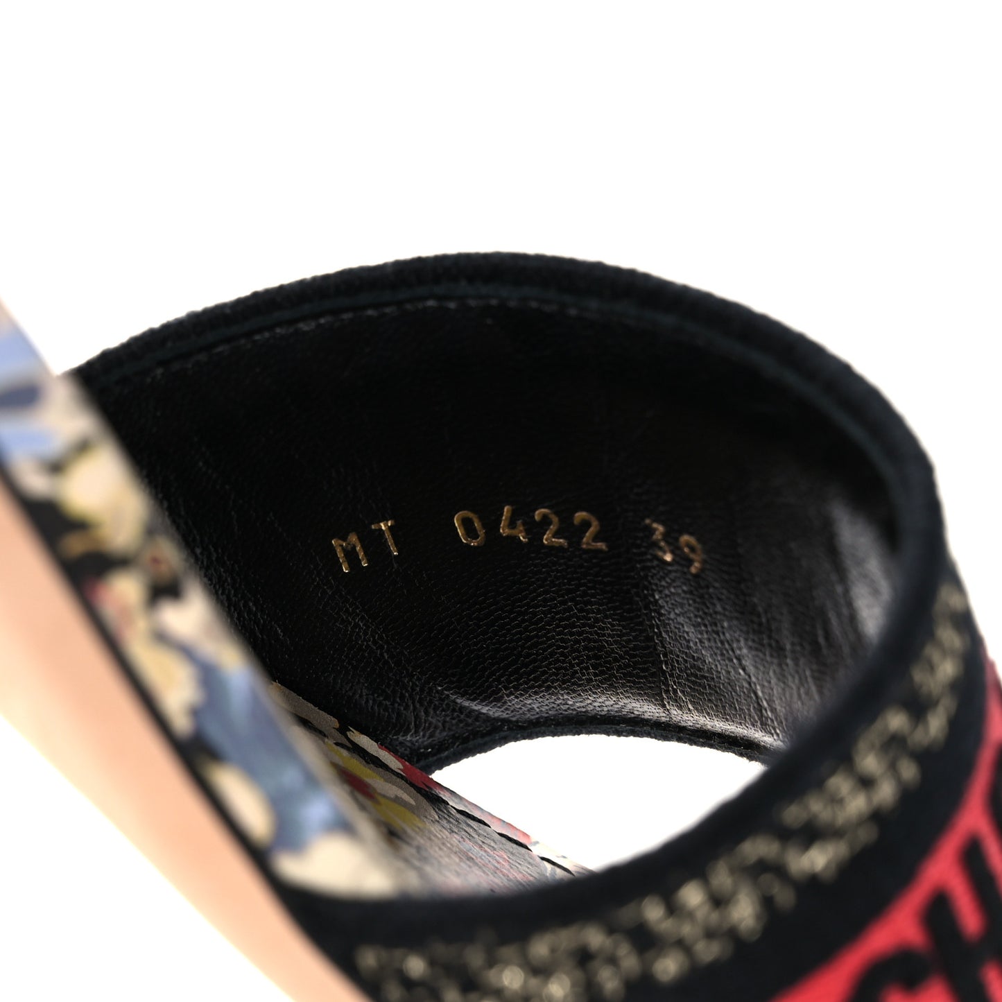 Canvas Toile de Jouy Pop Embroidered Dway 40mm Slide Sandals 39 Black Multicolor