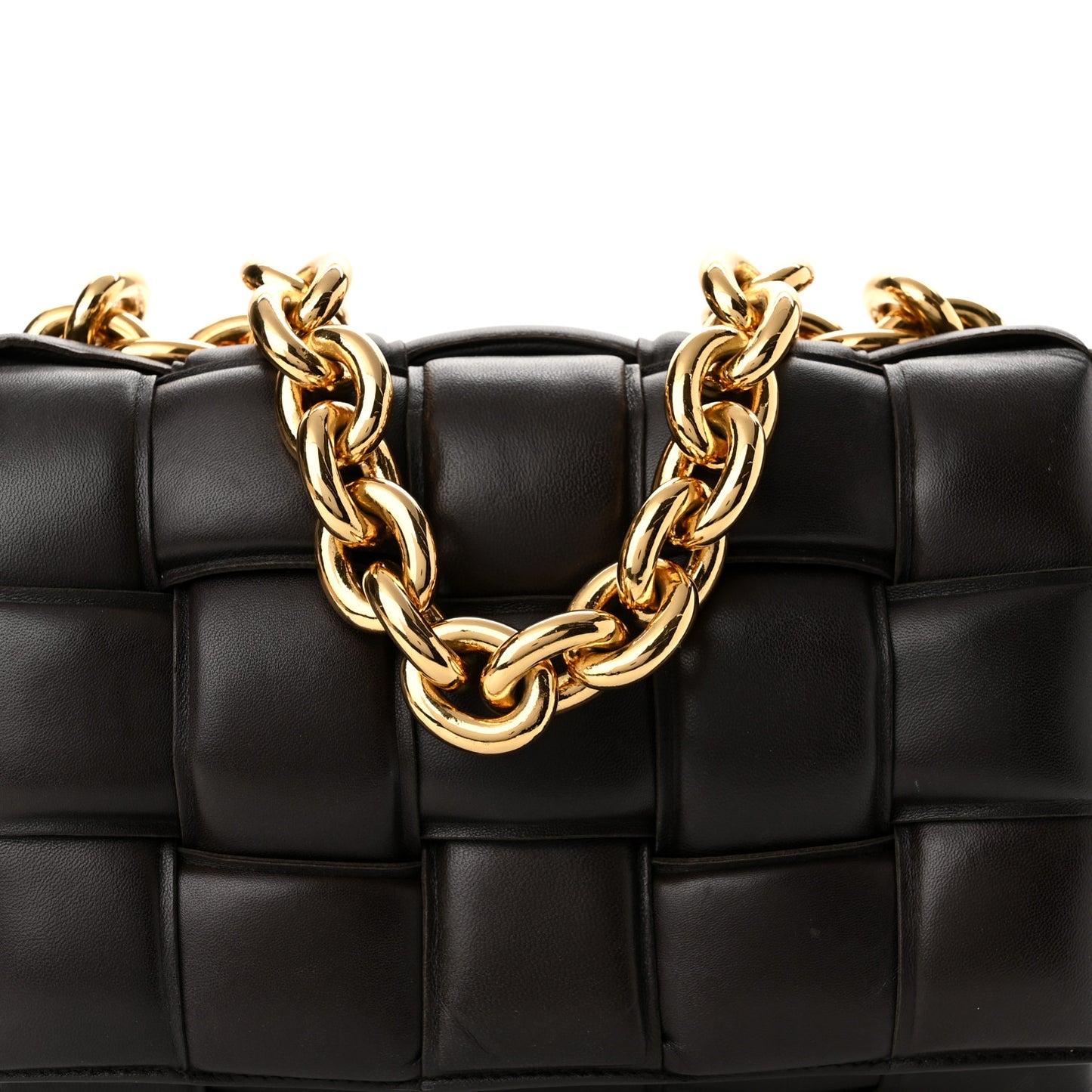 Lambskin Maxi Intreccio Padded Chain Cassette Crossbody Bag Black