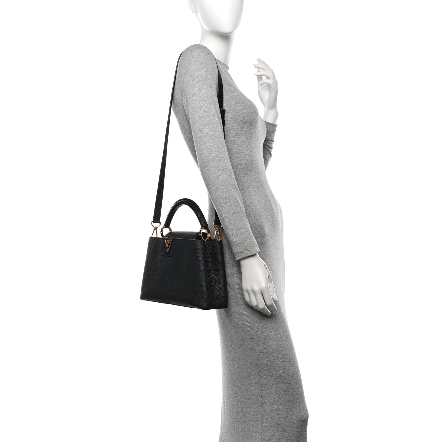 Louis Vuitton Taurillon Capucines BB Black 2 of 12