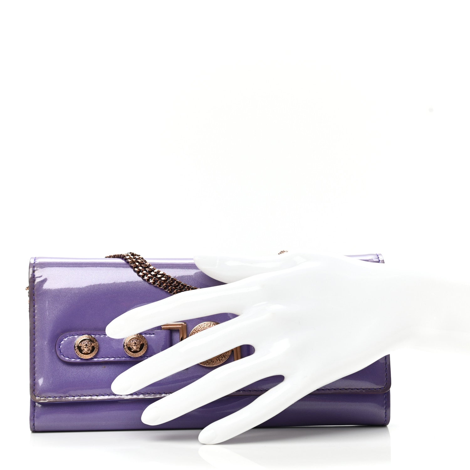 Versace Patent Tribute Wallet On Chain Purple 2 of 10
