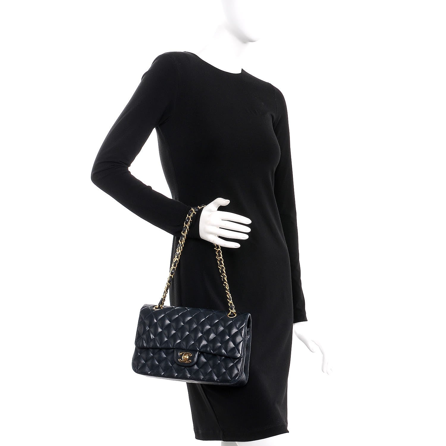 Chanel Lambskin Quilted Medium Double Flap Navy 2 of 15