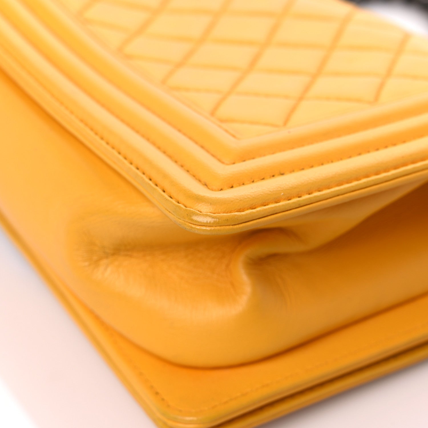 Chanel Lambskin Quilted Medium Boy Flap Yellow 11 of 27